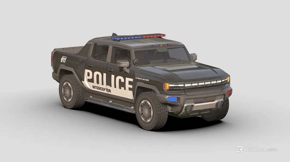 Modern Police Pickup Truck With Emergency Lights And Law Enforcement Features 3d model 