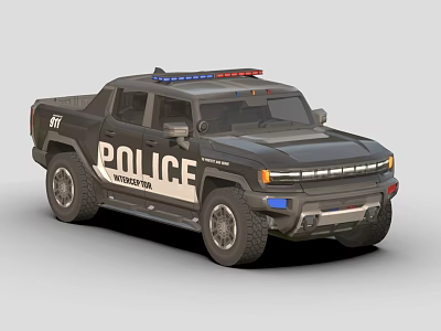 Modern Police Pickup Truck With Emergency Lights And Law Enforcement Features 3d model