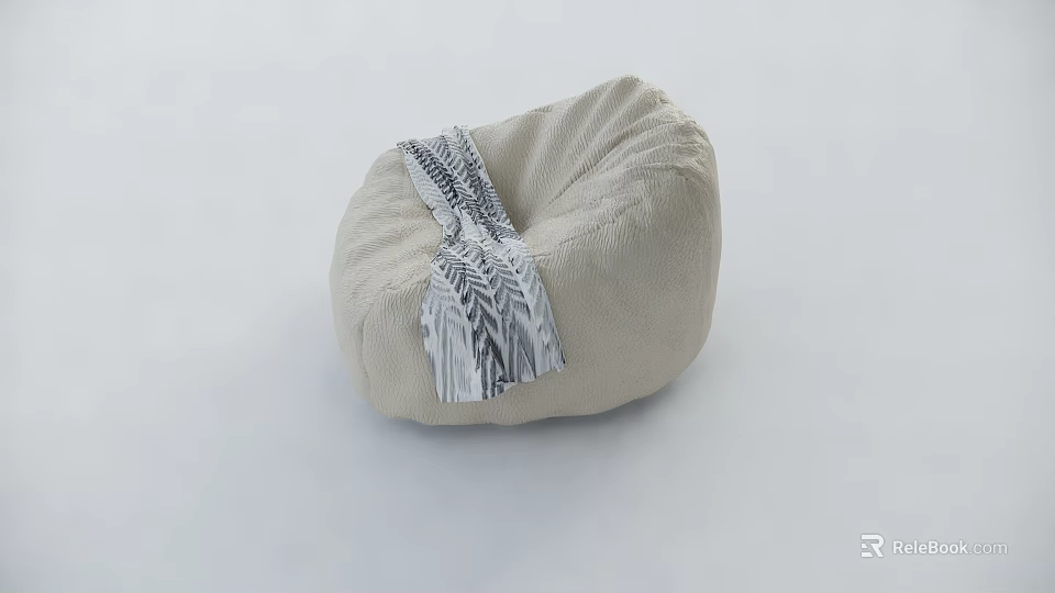 Comfortable Beige Lazy Sofa With Soft Fabric And Striped Pattern Design 3d model 