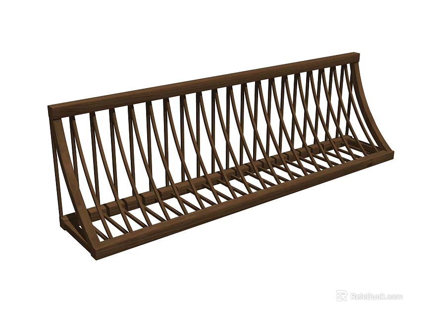 Brown Decorative Fence With Vertical Slats For Outdoor Garden Decoration 3d model 