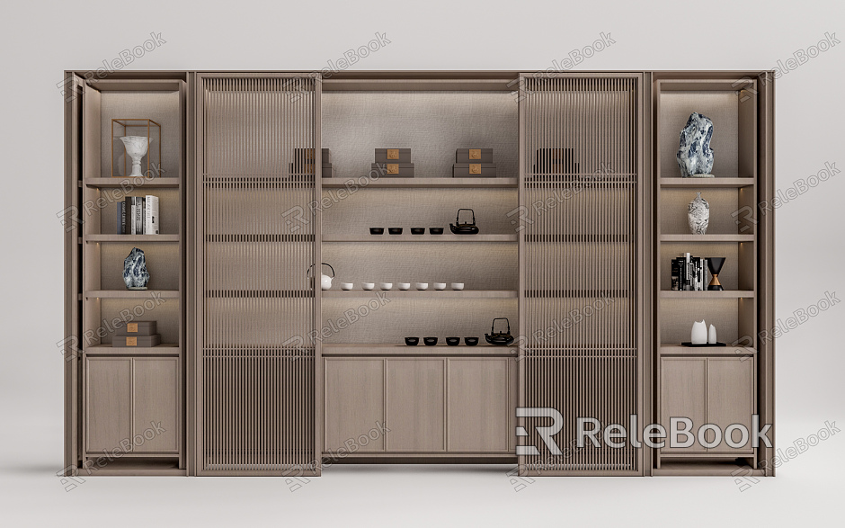 New Chinese-style Storage Cabinet Bookshelf model