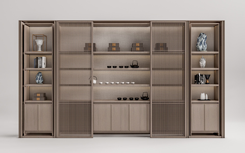 New Chinese-style Storage Cabinet Bookshelf 3d model