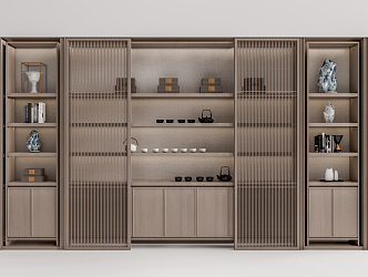 New Chinese-style Storage Cabinet Bookshelf 3d model