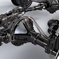 Detailed 3D Model of Car Engine Components Including Axle and Wheels Structure