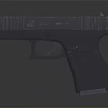 Modern Tactical Pistol with Black Matte Finish on Smooth Reflective Surface and Ergonomic Grip Design