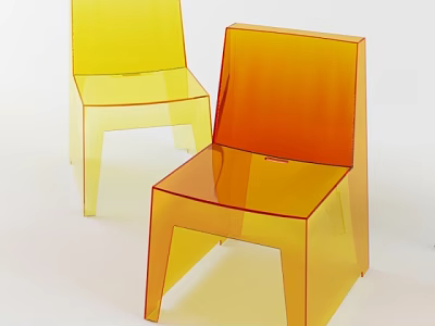 Modern Transparent Acrylic Dining Chairs in Yellow and Orange Gradient with Sleek Minimalist Design 3d model