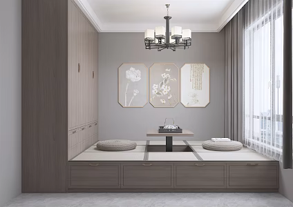 New Chinese Tatami Bedroom Tatami 3d model