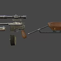 Tactical Weapon Rifle With Wooden Stock Metal Scope And Barrel Parts