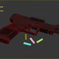 Black Pistol With Bullets Placed On Dark Surface For Weapon