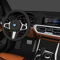 Modern White Sedan Car With Black Roof And Brown Interior Design