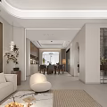 Elegant Modern Living Dining Room Interior With Sofa TV Wall And Open Layout Design 3d model