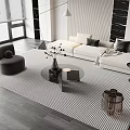Sofa Coffee Table Combination Module Combination Sofa Coffee Table Single Person Leisure Chair Sofa Background Wall Floor Lamp Carpet Side Table Jewelry Ornaments 3d model