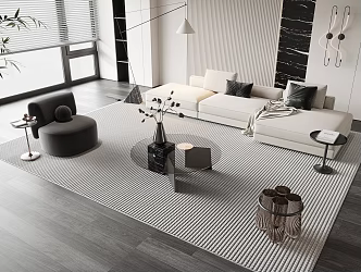 Sofa Coffee Table Combination Module Combination Sofa Coffee Table Single Person Leisure Chair Sofa Background Wall Floor Lamp Carpet Side Table Jewelry Ornaments 3d model