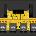 Yellow Heavy Duty Flatbed Trailer with Multiple Wheels and Flat Loading Platform 3d model