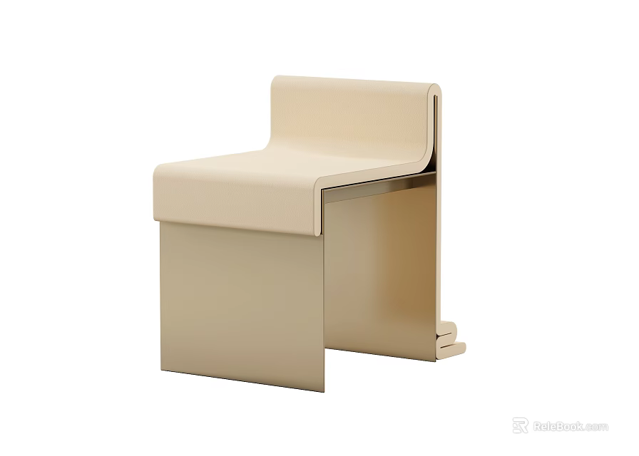 Minimalist Beige Lounge Chair With Soft Upholstery And Modern Geometric Structure 3d model 