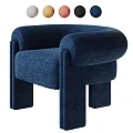 Modern Navy Fabric Accent Chair With Plush Armrest And Sturdy Legs Design