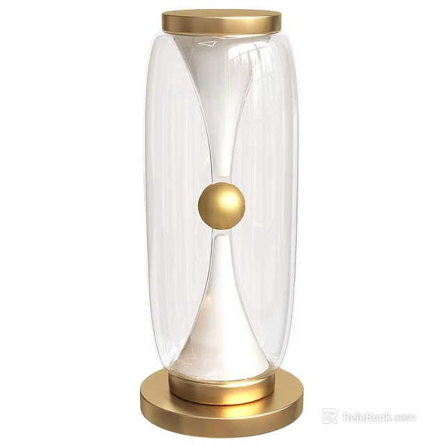 Elegant Modern Table Lamp With Transparent Glass Design Golden Sphere And Golden Base 3d model 