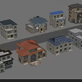 Various Styles Detached Villa Architectural Models With Different Colors And Exterior Designs