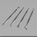 Five Piece Silver Metal Precision Tools Set With Diverse Tips For Detailed Tasks 3d model