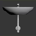 White Ceramic Standalone Washbasin With Silver Faucet And Metal Support Base