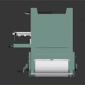 Green Industrial Metal Cutting Machine With White Platform And Mechanical Parts