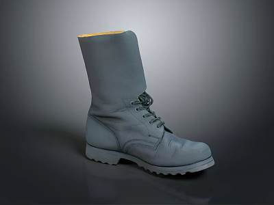 Gray High Top Boots With Yellow Inner And Textured Sole For Daily Use 3d model