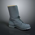 Gray High Top Boots With Yellow Inner And Textured Sole For Daily Use