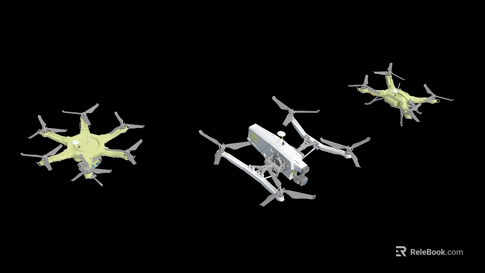 Three Military Fighter Jets Flying In Formation During Aerial Maneuvers Exercise 3d model 