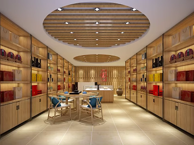 New Chinese Tea Shop Tea Room 3d model
