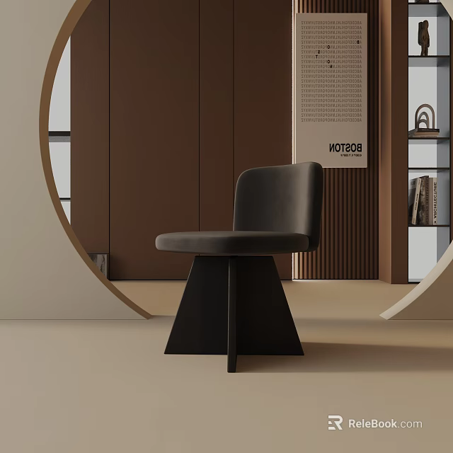 Modern Table Lamp in Contemporary Room with Brown Walls Round Arch and Black Chair 3d model 