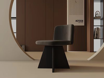 Modern Table Lamp in Contemporary Room with Brown Walls Round Arch and Black Chair 3d model