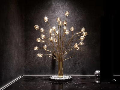 Elegant Tree Shaped Floor Lamp With Illuminated Crystal Lights And Decorative Base 3d model