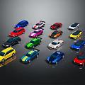 Multiple Colorful Model Cars In Various Colors Arranged On Dark Background