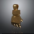Golden Weapon Themed Pendant Shaped Like Boxing Glove With Intricate Design