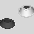 Two Recessed Spotlights With Black And White Trim Illuminated On Ceiling