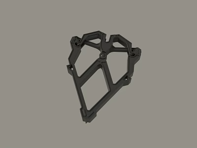Black Industrial Mechanical Frame Part With Hollow Design And Mounting Holes 3d model
