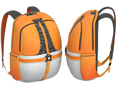 Orange And White Stylish Backpack With Black Straps Modern Design For Daily Use 3d model Orange And White Stylish Backpack With Black Straps Modern Design For Daily Use 3d model