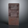 Vintage Brown Metal Safe Cabinet With Textured Surface And Lock Design