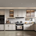 Modern Kitchen Interior Design With White Cabinets Black Appliances And Countertop