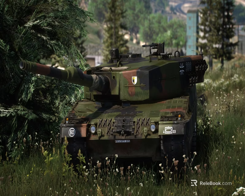 Military Tank In Outdoor Grassland And Forest Area 3d model 