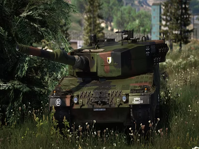 Military Tank In Outdoor Grassland And Forest Area 3d model