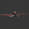 3D Rendering Of Red And Silver Passenger Airplane With Four Engines On Dark Reflective Surface