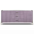 Purple Vertical Striped TV Stand With Three Drawers And Metal Legs