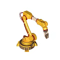 Yellow Industrial Robot Arm With Mechanical Joints And Gripper Tool 3d model