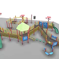 Colorful Outdoor Playground Equipment With Slides Climbing Frames Safety Fencing And Canopy