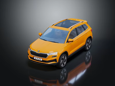Stylish Yellow Modern SUV With Sunroof And Reflective Black Surface 3d model