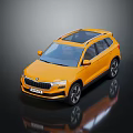 Stylish Yellow Modern SUV With Sunroof And Reflective Black Surface