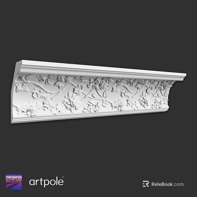Ornate White Carved Architectural Component With Floral Vine Patterns For Interior Design 3d model 