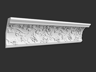 Ornate White Carved Architectural Component With Floral Vine Patterns For Interior Design 3d model