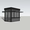 Modern Black Security Booth With Glass Windows And Canopy Design 3d model